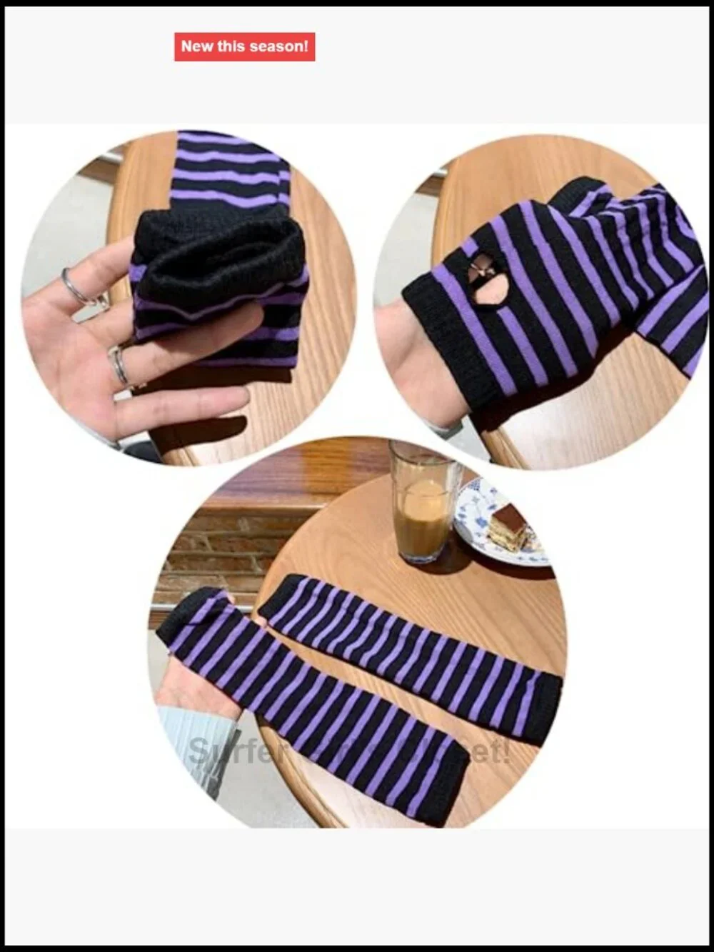Kawaii Knitted Fingerless Arm Warmers Y2K Goth Gloves